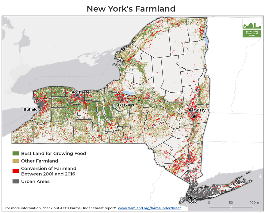 Farms Under Threat Map of New York Farmland